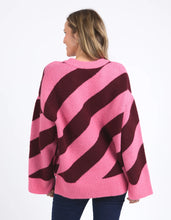 Load image into Gallery viewer, Elm Sage Diagonal Stripe Knit Pink/ Merlot