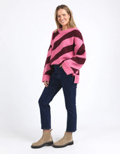 Load image into Gallery viewer, Elm Sage Diagonal Stripe Knit Pink/ Merlot
