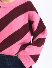 Load image into Gallery viewer, Elm Sage Diagonal Stripe Knit Pink/ Merlot