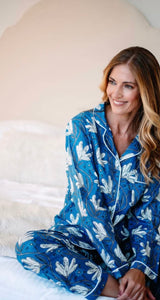 Long pyjama set, Blue & white