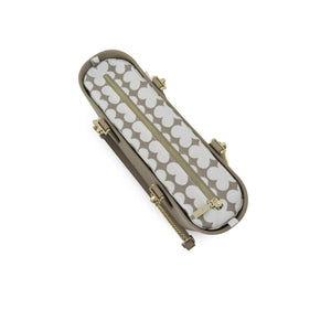 Fenn Petite – Stone – Pattern Inner – Gold Zip – Light Tan Flat Handle