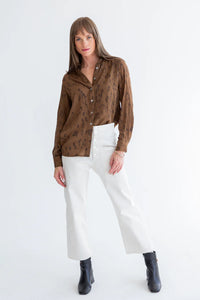 BOYFRIEND SHIRT BROWN ANIMAL PRINT