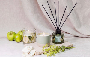 Stoneglow Elements - Earth - Green Apple & Lime - Scented Soy Wax Ceramic Candle Tumbler (68x75mm) - Green
