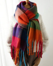 Load image into Gallery viewer, Checked warm handle scarf - rainbow brights
