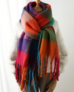 Checked warm handle scarf - rainbow brights