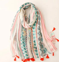 Load image into Gallery viewer, Scarf - Blue/pink print
