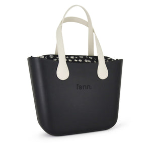 Fenn Original Collection – Black – Pattern 70 Inner – Silver Zip – Off White Flat Microfibre Handle