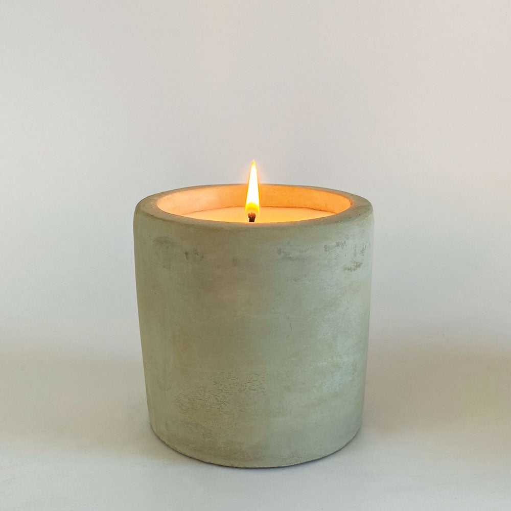 RAW CEMENT FLAT BASE CANDLE – 300G