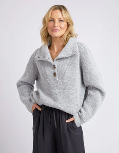 Elm Bron Button Knit Grey Marle