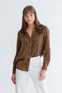 BOYFRIEND SHIRT BROWN ANIMAL PRINT