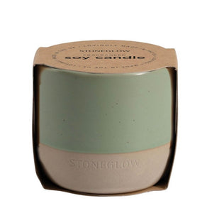 Stoneglow Elements - Earth - Green Apple & Lime - Scented Soy Wax Ceramic Candle Tumbler (68x75mm) - Green