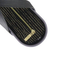 Load image into Gallery viewer, Petite Fenn handbag – Purple/ Lilac – Pattern 57 inner – gold zip – black flat microfibre handle

