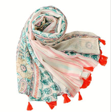 Load image into Gallery viewer, Scarf - Blue/pink print
