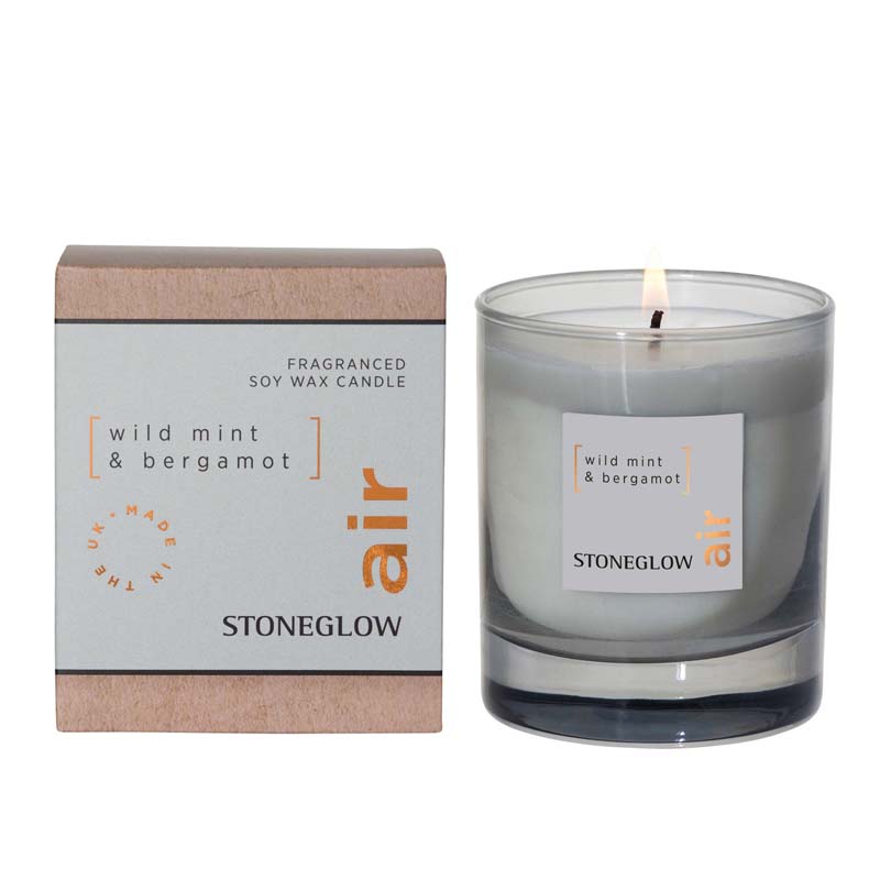 Stoneglow Elements Air: Wild Mint & Bergamot Scented Candle Boxed Tumbler