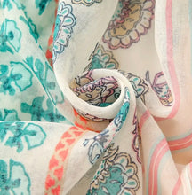 Load image into Gallery viewer, Scarf - Blue/pink print
