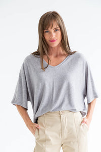 LUNA BOX TOP GREY CASHMERE