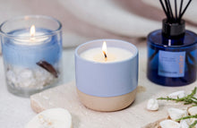 Load image into Gallery viewer, Stoneglow Elements - Water - Wood Sage &amp; Samphire - Scented Soy Wax Ceramic Candle Tumbler (68x75mm) - Blue
