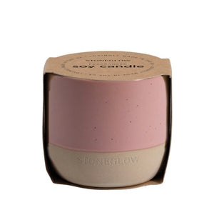 Stoneglow Elements - Light - Blush Rose & Peony - Scented Soy Wax Ceramic Candle Tumbler (68x75mm) - Pink