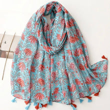 Load image into Gallery viewer, Scarf - Blue red floral
