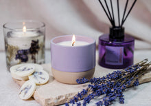 Load image into Gallery viewer, Stoneglow Elements - Moon - Lavender &amp; Mint - Scented Soy Wax Ceramic Candle Tumbler (68x75mm) - Purple
