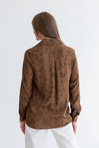 BOYFRIEND SHIRT BROWN ANIMAL PRINT
