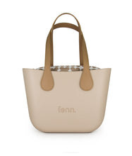 Load image into Gallery viewer, Fenn Petite – Sand – Pattern Inner – Gold Zip – Light Tan Flat Handle
