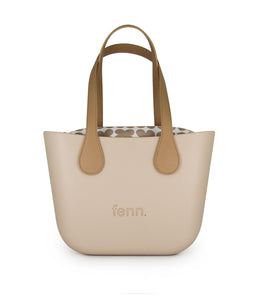 Fenn Petite – Sand – Pattern Inner – Gold Zip – Light Tan Flat Handle