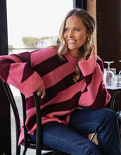 Load image into Gallery viewer, Elm Sage Diagonal Stripe Knit Pink/ Merlot
