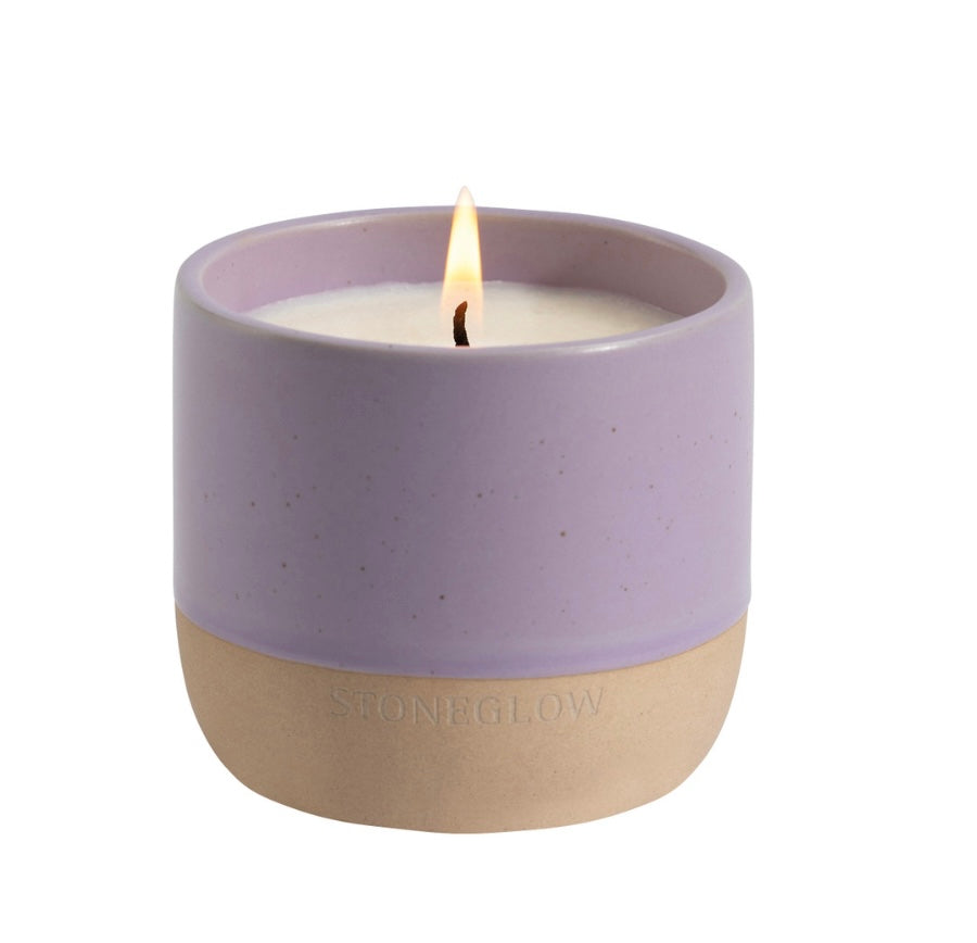 Stoneglow Elements - Moon - Lavender & Mint - Scented Soy Wax Ceramic Candle Tumbler (68x75mm) - Purple