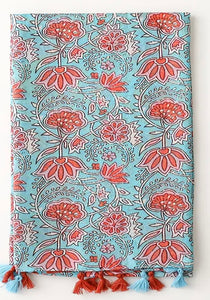 Scarf - Blue red floral