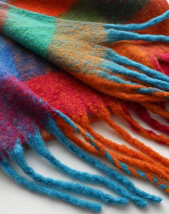Checked warm handle scarf - rainbow brights