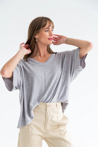 LUNA BOX TOP GREY CASHMERE