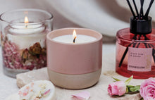 Load image into Gallery viewer, Stoneglow Elements - Light - Blush Rose &amp; Peony - Scented Soy Wax Ceramic Candle Tumbler (68x75mm) - Pink
