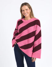 Load image into Gallery viewer, Elm Sage Diagonal Stripe Knit Pink/ Merlot
