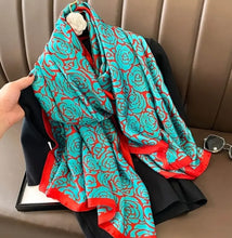 Load image into Gallery viewer, Satin look-and-feel scarf - Blue/red
