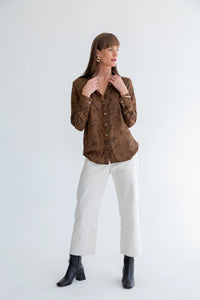 BOYFRIEND SHIRT BROWN ANIMAL PRINT