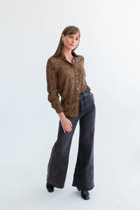 BOYFRIEND SHIRT BROWN ANIMAL PRINT