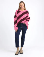 Load image into Gallery viewer, Elm Sage Diagonal Stripe Knit Pink/ Merlot
