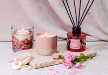 Load image into Gallery viewer, Stoneglow Elements - Light - Blush Rose &amp; Peony - Scented Soy Wax Ceramic Candle Tumbler (68x75mm) - Pink
