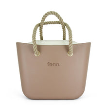 Load image into Gallery viewer, Fenn Original Collection – Cappuccino handbag – Beige Inner – Gold Zip – Beige Rope Handle
