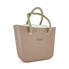 Load image into Gallery viewer, Fenn Original Collection – Cappuccino handbag – Beige Inner – Gold Zip – Beige Rope Handle
