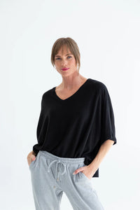 LUNA BOX TOP BLACK CASHMERE