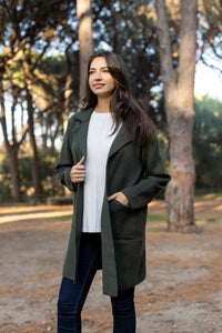 Turin - Classic Lapel Cardi, Khaki