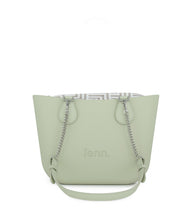 Load image into Gallery viewer, Fenn Petite handbag – Pastel Green – Pattern Inner – Silver Zip – Pastel Green/ Silver Chain Handle
