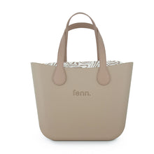Load image into Gallery viewer, Fenn Original Collection – Stone handbag – Pattern Inner – Gold Zip – Light Stone Flat Handle

