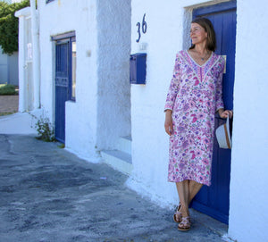 Freda and Dick v-neck dress - pink floral