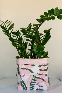 ALS Medium fabric pot - Ocean sway (pink on sand) / Whales tail (pink)