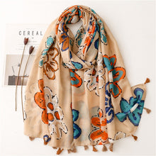 Load image into Gallery viewer, Scarf - Cream bold floral
