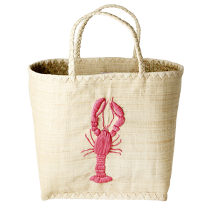 Raffia lobster embroidered basket
